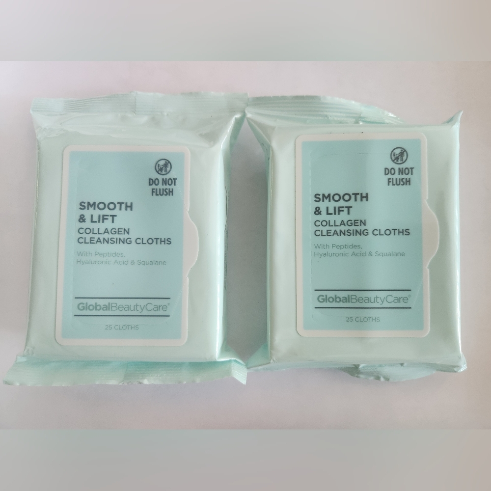 SET of 2- Global Beauty Care Smooth & Lift Collagen Cleansing Cloths